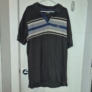 Ecko Unlimited Charcoal Polo with Blue and Cream Stripes